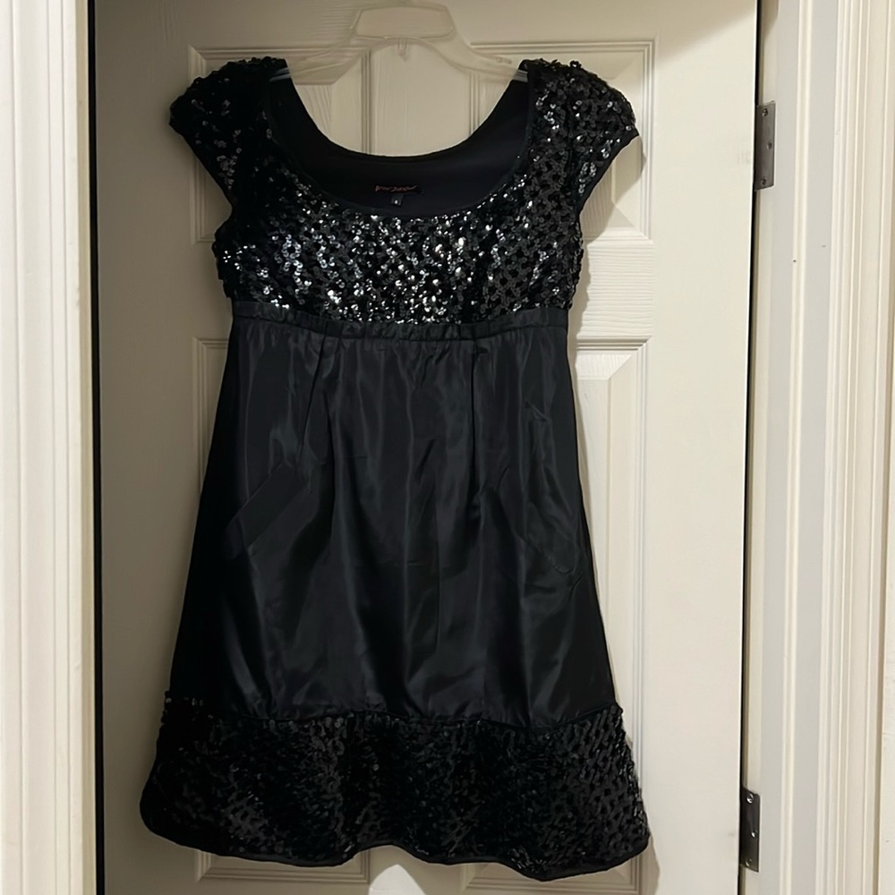 Betsy Johnson black mini sequined dress